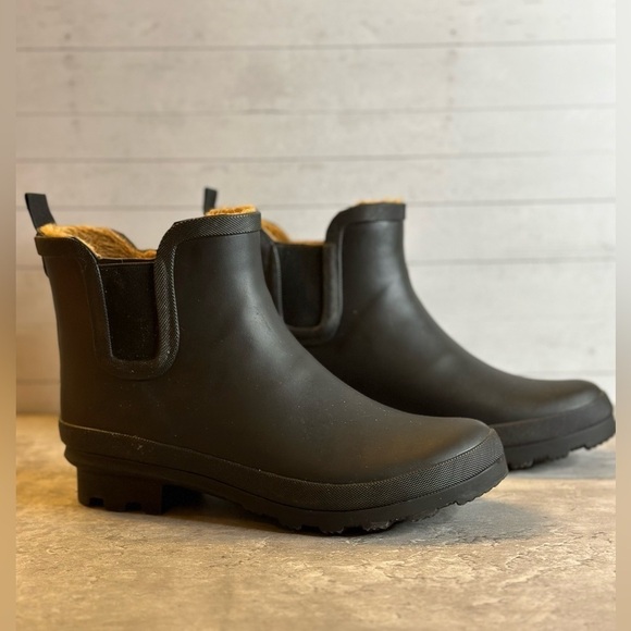 Chooka Rain Boots Delridge Chelsea Black Faux Fur Lined Waterproof Size 9 - Picture 1 of 8